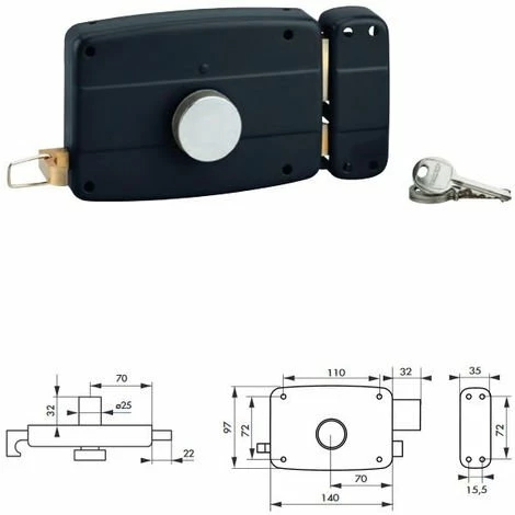 Serrure THIRARD Garage à Tirage Et Bouton Droite Canon Ø25 - LG:32 Mm 3 Clés - 3 Serrure THIRARD Garage à Tirage Et Bouton Droite Canon Ø25 - LG:32 Mm 3 Clés -