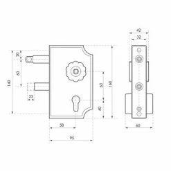 THIRARD - Boitier De Serrure à Visser Double Entrée à Fouillot Pour Portail, Réversible, Axe 58mm, 95x140mm, Noir Rustique -THIRARD Soldes 13236215 3