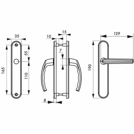 THIRARD - Ensemble De Poignées Pour Porte Intérieure Sultane Sans Trou, Carré 7mm, Entr'axes 165mm, Argent 4 THIRARD - Ensemble De Poignées Pour Porte Intérieure Sultane Sans Trou, Carré 7mm, Entr'axes 165mm, Argent – Image 2