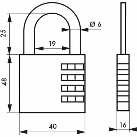 Cadenas à Chiffres - Décor : Noir - Diamètre Anse : 4 Mm - Hauteur Anse : 25 Mm - Largeur : 40 Mm - Matériau : Zamac - THIRARD - Largeur : 40 Mm 4 Cadenas à Chiffres - Décor : Noir - Diamètre Anse : 4 Mm - Hauteur Anse : 25 Mm - Largeur : 40 Mm - Matériau : Zamac - THIRARD - Largeur : 40 Mm – Image 2