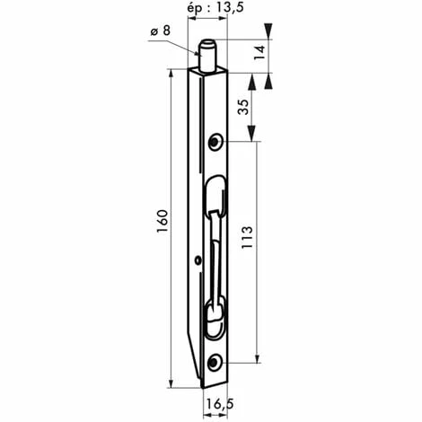 Verrou à Onglet à Bascule - Décor : Zingué - Hauteur : 160 Mm - Largeur : 16,5 Mm - Matériau : Acier - THIRARD - Matériau : Acier 4 Verrou à Onglet à Bascule - Décor : Zingué - Hauteur : 160 Mm - Largeur : 16,5 Mm - Matériau : Acier - THIRARD - Matériau : Acier – Image 2