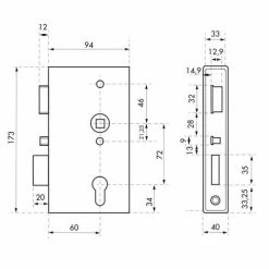 THIRARD - Boitier De Serrure Verticale à Souder Double Entrée à Fouillot Pour Portail, Droite, Axe 60mm, 94x173mm, Tube 40mm -THIRARD Soldes 13694071 3