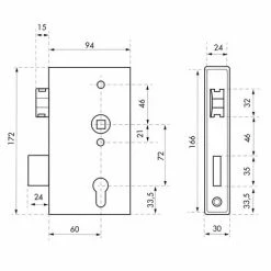 THIRARD - Boitier De Serrure Verticale à Souder Double Entrée à Fouillot Pour Portail, Réversible, Axe 60mm, 94x172mm, Tube 30mm -THIRARD Soldes 13751274 2