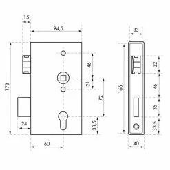 THIRARD - Boitier De Serrure à Souder Double Entrée à Fouillot Pour Portail, Réversible, Axe 60mm, 94.5x173mm, Tube 40mm -THIRARD Soldes 13751275 3