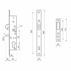 THIRARD - Boitier De Serrure Encastrable à Crochet à Cylindre Pour Porte Coulissante, Axe 20mm, Bouts Carrés, Zingué -THIRARD Soldes 13805856 2