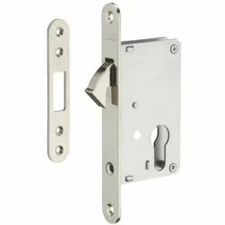 Serrure à Crochet Pour Porte Coulissante - Axe : 40 Mm - Décor : Chromé Satiné - Modèle : Clé I - Version : B - THIRARD - Vendu à L'unité