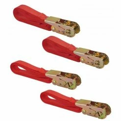 THIRARD - Lot De 4 Sangles De Serrage, à Cliquet, Rouge (3mx2 Et 5mx2)