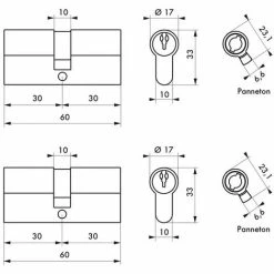 THIRARD - Lot De 2 Cylindres De Serrure Double Entrée HG, 30x30mm, S'entrouvrant, Nickel,3 Clés/cylindre -THIRARD Soldes 17236385 3
