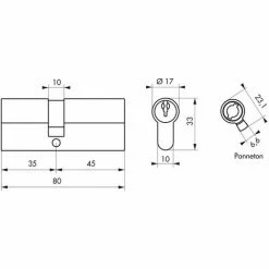 THIRARD - Cylindre à Clé Crantée 35 X 45 Mm 3 Clés Avec Vis De 50 Mm Nickelé 5 THIRARD - Cylindre à Clé Crantée 35 X 45 Mm 3 Clés Avec Vis De 50 Mm Nickelé -THIRARD Soldes 17851313 2