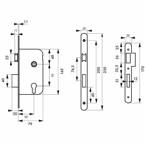 THIRARD - Boitier De Serrure Encastrable à Cylindre Pour Porte D'entrée, Axe 50mm, Bouts Carrés, Têtière Laitonnée 4 THIRARD - Boitier De Serrure Encastrable à Cylindre Pour Porte D'entrée, Axe 50mm, Bouts Carrés, Têtière Laitonnée – Image 2