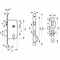 THIRARD - Boitier De Serrure Encastrable à Cylindre Pour Porte D'entrée, Axe 50mm, Bouts Ronds, Têtière Laiton Inox Brossé -THIRARD Soldes 18592502 3