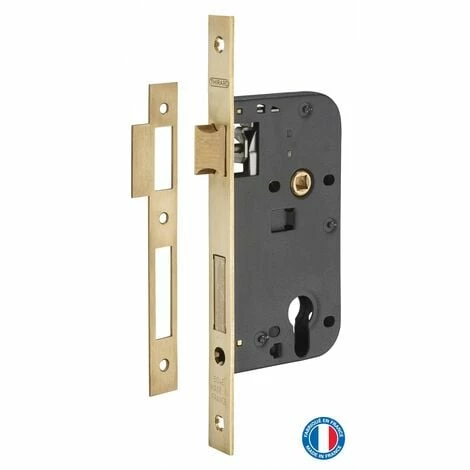 THIRARD - Boitier De Serrure Encastrable à Cylindre Pour Porte D'entrée, Axe 50mm, Bouts Carrés, Têtière Laiton Brossé 3 THIRARD - Boitier De Serrure Encastrable à Cylindre Pour Porte D'entrée, Axe 50mm, Bouts Carrés, Têtière Laiton Brossé
