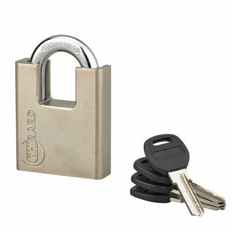 THIRARD - Cadenas à Clé Quadra, Acier, Chantier, Anse Protégée Acier, 60mm, 4 Clés 3 THIRARD - Cadenas à Clé Quadra, Acier, Chantier, Anse Protégée Acier, 60mm, 4 Clés