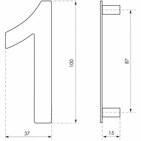 THIRARD - Chiffre 1 à Visser, Inox, H.100mm 5 THIRARD - Chiffre 1 à Visser, Inox, H.100mm – Image 3