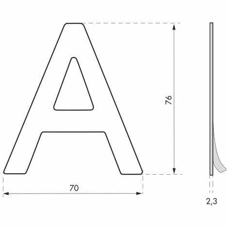 THIRARD - Lettre A Inox H.76mm Adhésif 4 THIRARD - Lettre A Inox H.76mm Adhésif – Image 2