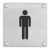 THIRARD - Plaque De Signalisation WC Homme , à Visser, Inox Brossé, Marquage Noir, 100x100mm -THIRARD Soldes 18592711 1