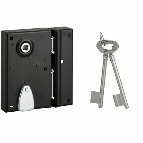 THIRARD - Serrure En Applique à Clé à Fouillot Pour Porte Int., Droite, Têt. Affl., Carré 7mm, Axe 40mm, 110x70mm, Noir, 2 Clés 3 THIRARD - Serrure En Applique à Clé à Fouillot Pour Porte Int., Droite, Têt. Affl., Carré 7mm, Axe 40mm, 110x70mm, Noir, 2 Clés