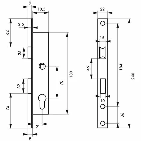 THIRARD - Serrure Encastrable à Cylindre Pour Menuiserie Métallique, Axe 10.5mm, Bouts Carrés, Cylindre 30x30mm, Zingué, 3 Clés 4 THIRARD - Serrure Encastrable à Cylindre Pour Menuiserie Métallique, Axe 10.5mm, Bouts Carrés, Cylindre 30x30mm, Zingué, 3 Clés – Image 2