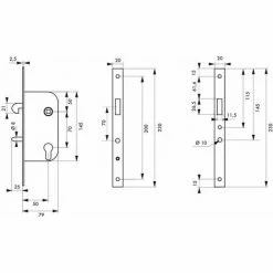 THIRARD - Serrure Encastrable Crochet à Cylindre Pour Porte Coulissante, Axe 50mm, Cylindre 30x30mm, Bouts Carrés, Noir, 3 Clés -THIRARD Soldes 18592751 2