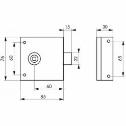THIRARD - Serrure Horizontale En Applique à Fouillot Pour Porte Int., Pêne 1/2tour Seul, Axe 45mm, Carré 6mm, 85x76mm, Noir -THIRARD Soldes 18592760 2