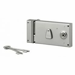 THIRARD - Serrure Horizontale En Applique à Clé à Fouillot Pour Portail, Gauche, Axe 58mm, 140x80mm, Saillie 5mm, Zingué, 2 Clés