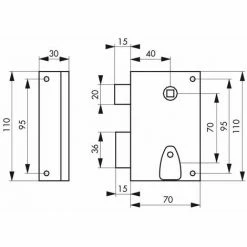 THIRARD - Serrure Verticale En Applique à Clé à Fouillot Pour Portail, Gauche, Axe 40mm, 70x110mm, Saillie 5mm, Zingué, 2 Clés -THIRARD Soldes 18592766 2