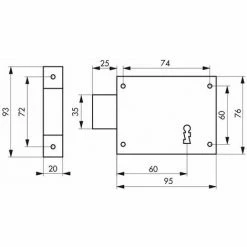 THIRARD - Serrure Horizontale En Applique à Clé Pour Porte De Cave, Pêne Seul, Gauche, Axe 60mm, 95x76mm, Noir, 1 Clé -THIRARD Soldes 18592774 2