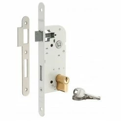 THIRARD - Serrure Encastrable à Cylindre Pour Porte D'entrée, Axe 40mm, Bouts Ronds, Cylindre 30x30mm, Blanc, 3 Clés