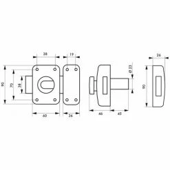 THIRARD - Verrou à Bouton Trafic 6 Pour Porte D'entrée, Cylindre 45mm, Acier, 4 Clés, époxy Or -THIRARD Soldes 18592783 3