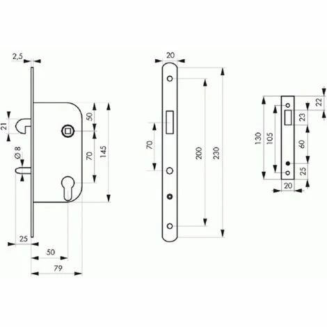 THIRARD Serrure à Larder à Mentonnet à Cylindre Européen Têtière à Bouts Carrés Axe à 50 Mm 4 THIRARD Serrure à Larder à Mentonnet à Cylindre Européen Têtière à Bouts Carrés Axe à 50 Mm – Image 2