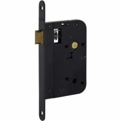 THIRARD Serrure à Larder XL Bec-de-cane Axe 70 Têtière Bouts Ronds Coloris Noir Réversible Avec Gâche