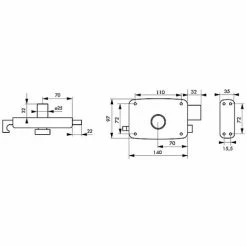 THIRARD Serrure En Applique Horizontale à Tirage Et Bouton Pour Porte De Garage, Cylindre Ø 25 Dépassant De 32 Mm 3 Clés Droite -THIRARD Soldes 18997979 2
