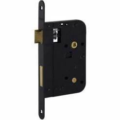 THIRARD Serrure à Larder XL Bec-de-cane à Condamnation Axe 80 Têtière Bouts Ronds Coloris Noir Réversibles Avec Gâche