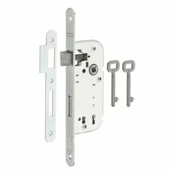 THIRARD - Serrure Encastrable à Clé Pour Porte De Chambre, Axe 40mm, Bouts Ronds, Zingué, 2 Clés