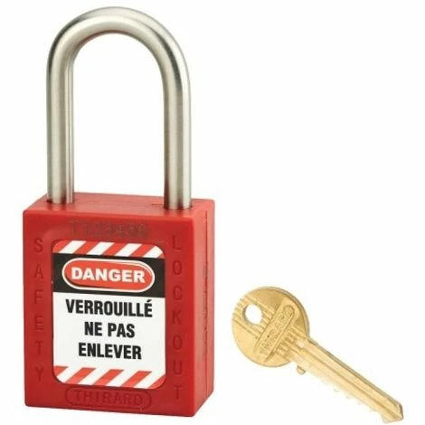 THIRARD CADENAS CONSIGNATION 40 ANSE INOX H38MM ROUGE +jeu étiquette 3 THIRARD CADENAS CONSIGNATION 40 ANSE INOX H38MM ROUGE +jeu étiquette