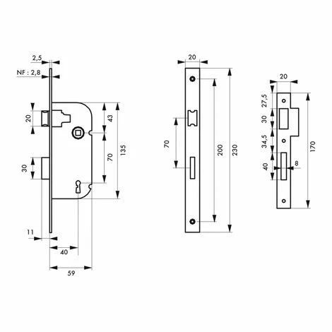 THIRARD - Serrure Encastrable à Clé Pour Porte De Chambre, Axe 40mm, Bouts Carrés, 1 Tour, Blanc, 1 Clé 4 THIRARD - Serrure Encastrable à Clé Pour Porte De Chambre, Axe 40mm, Bouts Carrés, 1 Tour, Blanc, 1 Clé – Image 2