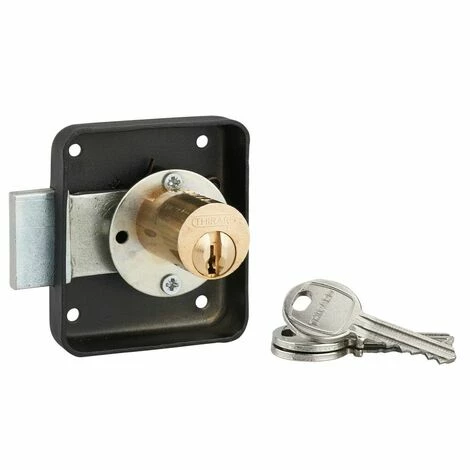THIRARD - Serrure De Meuble En Applique Pour Porte D'ameublement, Droite, Axe 35mm, 70x60mm, Noir, 3 Clés 3 THIRARD - Serrure De Meuble En Applique Pour Porte D'ameublement, Droite, Axe 35mm, 70x60mm, Noir, 3 Clés