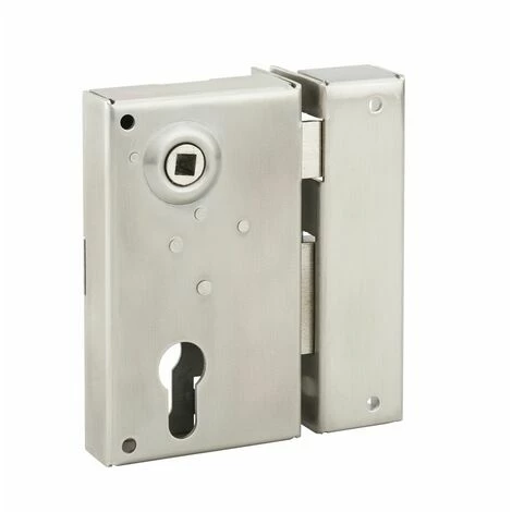 THIRARD - Boitier De Serrure Verticale En Applique Double Entrée à Fouillot Pour Portail, Droite, Axe 45mm, 73x125mm, Inox 3 THIRARD - Boitier De Serrure Verticale En Applique Double Entrée à Fouillot Pour Portail, Droite, Axe 45mm, 73x125mm, Inox