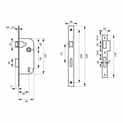 THIRARD - Serrure Encastrable NF à Clé Pour Porte De Chambre, Axe 40mm, Bouts Ronds, Noir, 1 Clé -THIRARD Soldes 23180009 3