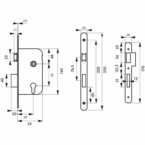 THIRARD - Boitier De Serrure Encastrable à Cylindre Pour Porte D'entrée, Axe 50mm, Bouts Carrés, Pêne Dormant Seul 4 THIRARD - Boitier De Serrure Encastrable à Cylindre Pour Porte D'entrée, Axe 50mm, Bouts Carrés, Pêne Dormant Seul – Image 2