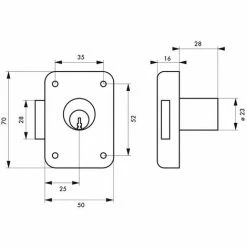 THIRARD - Serrure De Meuble En Applique Pour Porte D'ameublement, Droite, Axe 25mm, 70x50mm, Noir, 3 Clés -THIRARD Soldes 23180021 3