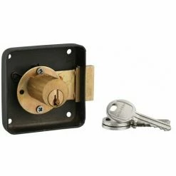 THIRARD - Serrure De Meuble En Applique Pour Porte D'ameublement, Gauche, Axe 40mm, 70x70mm, Noir, 3 Clés