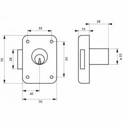 THIRARD - Serrure De Meuble En Applique Pour Porte D'ameublement, Gauche, Axe 40mm, 70x70mm, Noir, 3 Clés -THIRARD Soldes 23180024 3