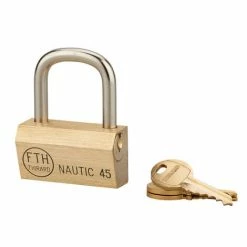 THIRARD - Cadenas à Clé Nautic, Laiton, Intérieur, Anse Acier, 45mm, 3 Clés