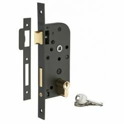 THIRARD - Serrure Encastrable à Cylindre Pour Porte D'entrée, Axe 40mm, Bouts Carrés, Cylindre 30x30mm, Noir, 3 Clés