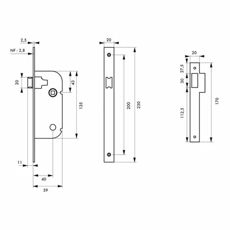 THIRARD - Serrure Encastrable NF Pour Porte Intérieure, Axe 40mm, Bouts Carrés, Noir 4 THIRARD - Serrure Encastrable NF Pour Porte Intérieure, Axe 40mm, Bouts Carrés, Noir – Image 2