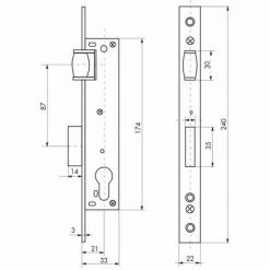 THIRARD - Boitier De Serrure Encastrable à Rouleau à Cylindre Pour Menuiserie Métallique, Axe 21mm, Bouts Carrés, Zingué -THIRARD Soldes 23180062 2