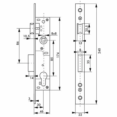 THIRARD - Boitier De Serrure Encastrable à Cylindre Pour Menuiserie Métallique, Axe 30mm, L46, Bouts Carrés, Zingué 4 THIRARD - Boitier De Serrure Encastrable à Cylindre Pour Menuiserie Métallique, Axe 30mm, L46, Bouts Carrés, Zingué – Image 2