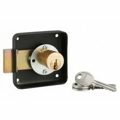 THIRARD - Serrure De Meuble En Applique Pour Porte D'ameublement, Droite, Axe 40mm, 70x70mm, Noir, 3 Clés