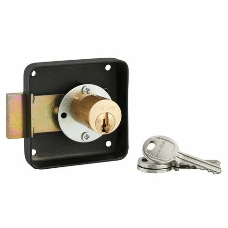 THIRARD - Serrure De Meuble En Applique Pour Porte D'ameublement, Droite, Axe 40mm, 70x70mm, Noir, 3 Clés 3 THIRARD - Serrure De Meuble En Applique Pour Porte D'ameublement, Droite, Axe 40mm, 70x70mm, Noir, 3 Clés